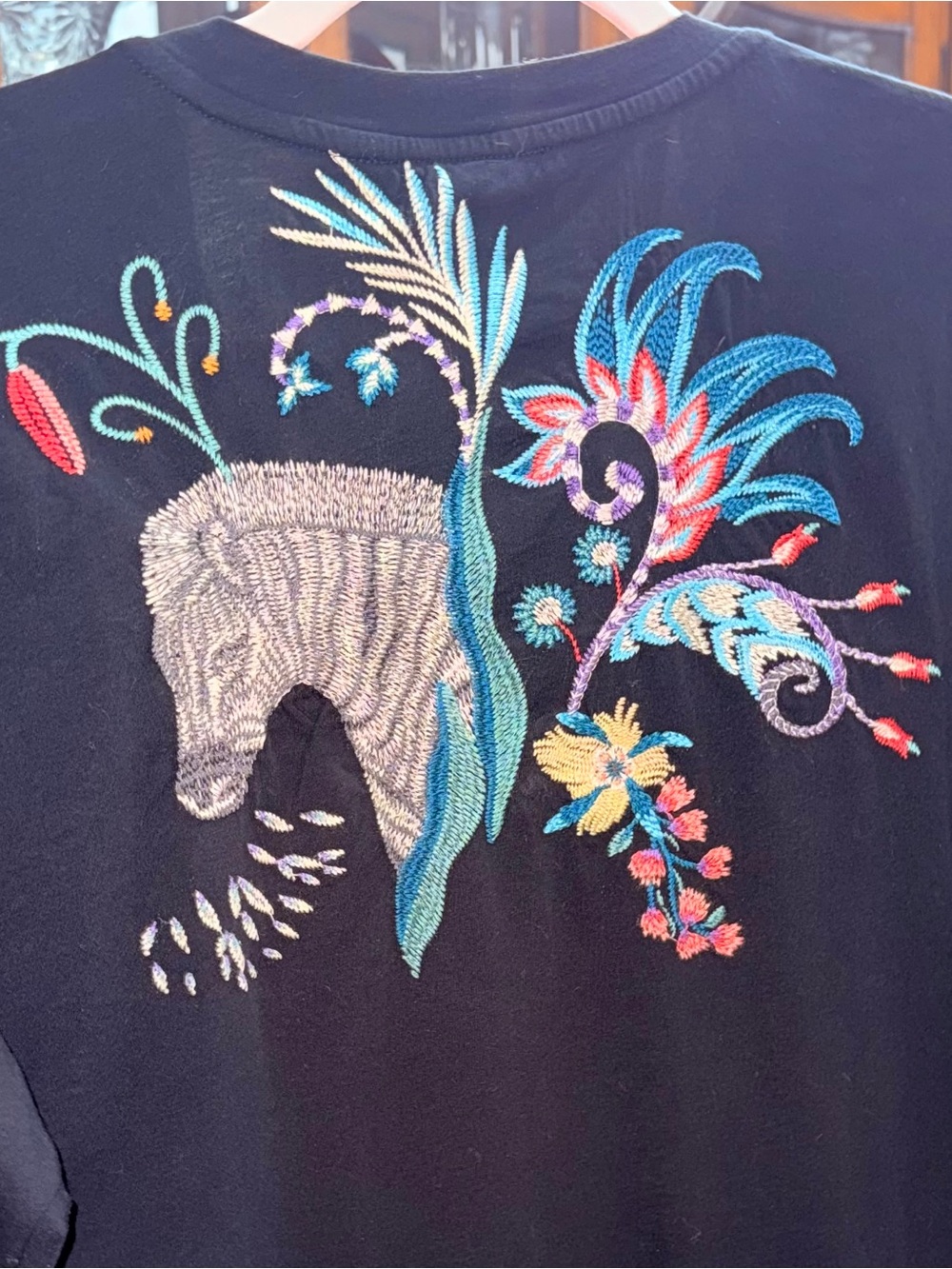 Johnny Was Heavily Embroidered V-Neck Long-Sleeve Top with Multicolor Designs - Picture 11 of 12